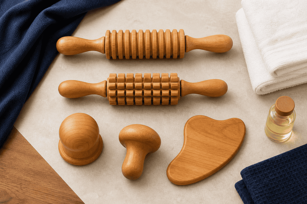 El primer paso consiste en identificar las herramientas y comprender para qué sirve cada una. Durante el taller trabajarás con instrumentos como: Rodillo estriado. Rodillo con cubos. Copa sueca. Tabla moldeadora. Instrumentos de terminación o adaptación corporal.