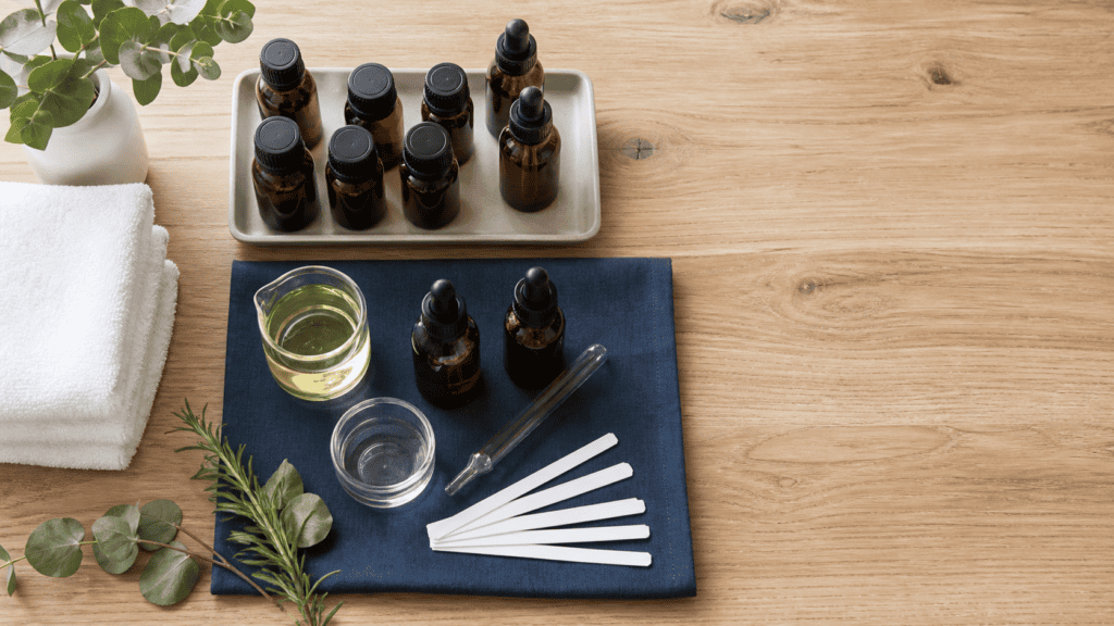 Aceites esenciales y materiales para masaje gotas de lluvia