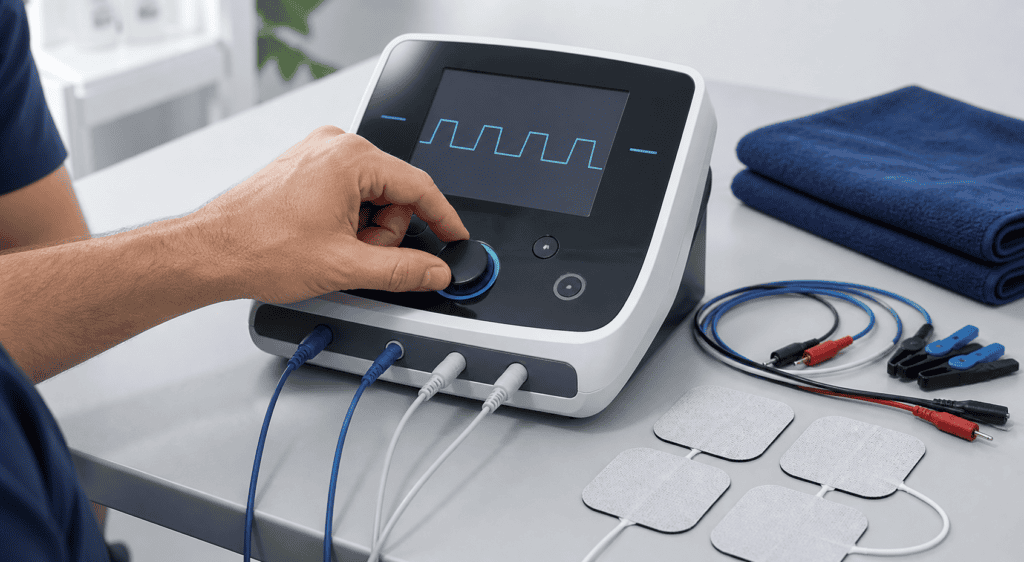 Ajuste de intensidad y forma de onda en un equipo de electroterapia